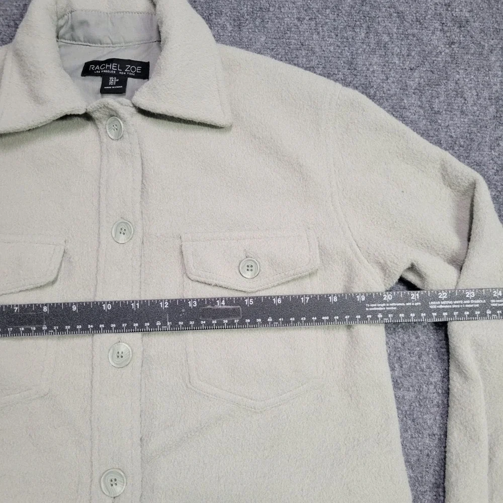 Rachel Zoe Shirt‎ Jacket Women Small Beige Fleece Button Down Long Sleeve Casual
